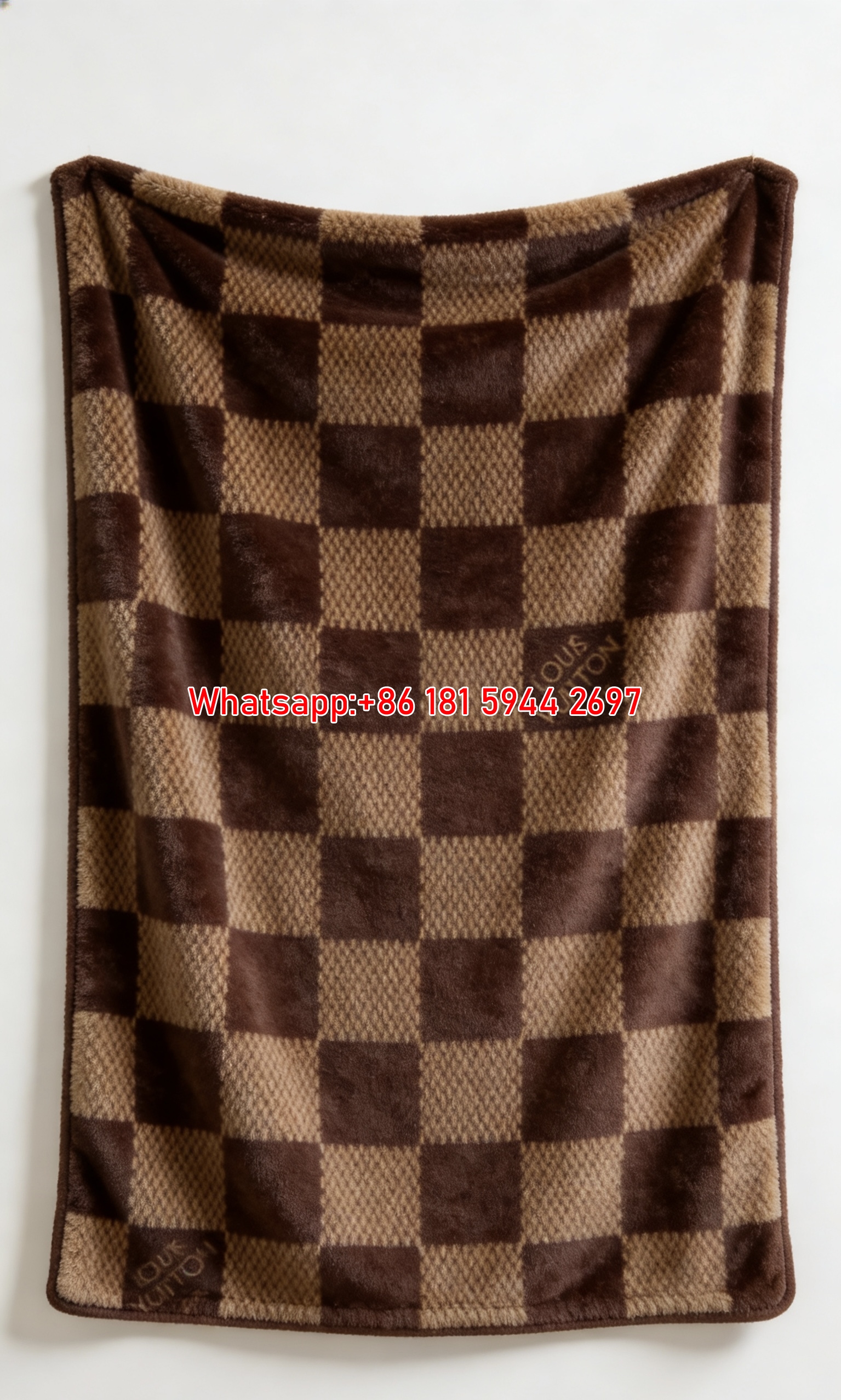 LV Damier Ebene Blanket Classic Brown Checker Throw 025